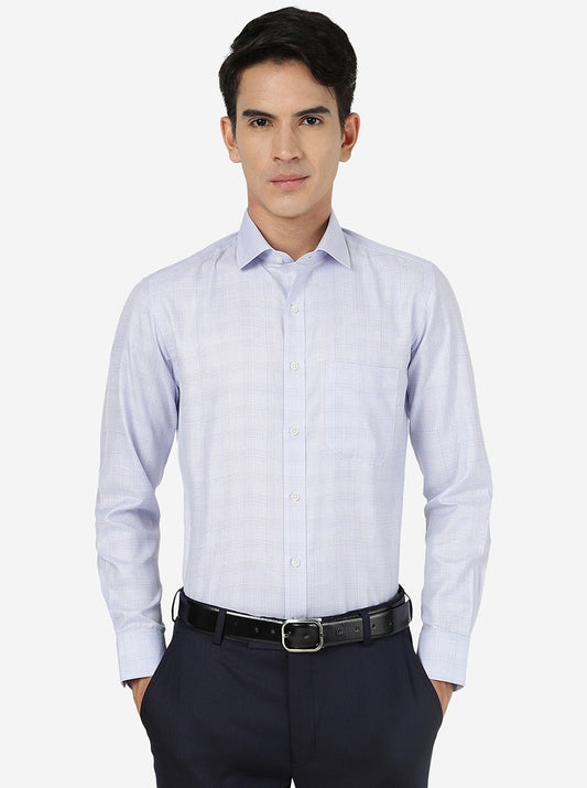 Light Blue Checked Slim fit Formal Shirt | Greenfibre