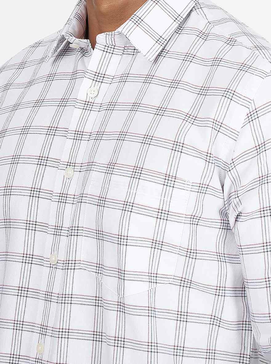 White Checked Smart Fit Semi Casual Shirt | Greenfibre