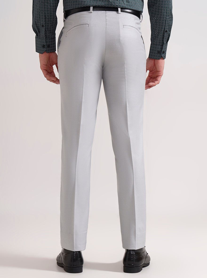 Light Grey Solid Slim Fit Formal Trouser | Greenfibre