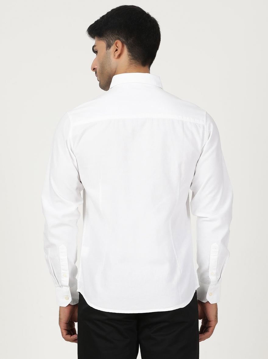 White Solid Slim Fit Casual Shirt | Greenfibre