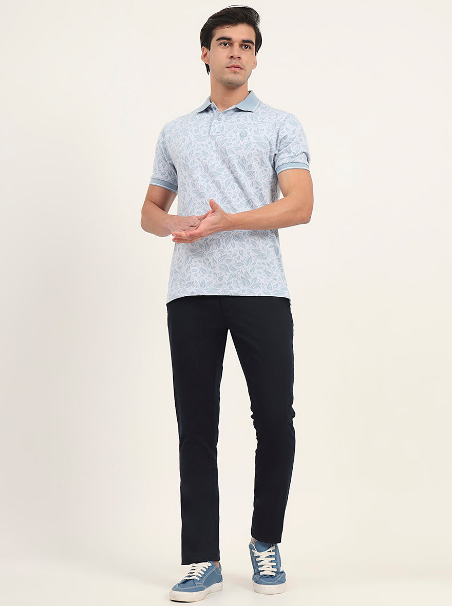 Navy Blue Solid Super Slim Fit Casual Trouser | Greenfibre