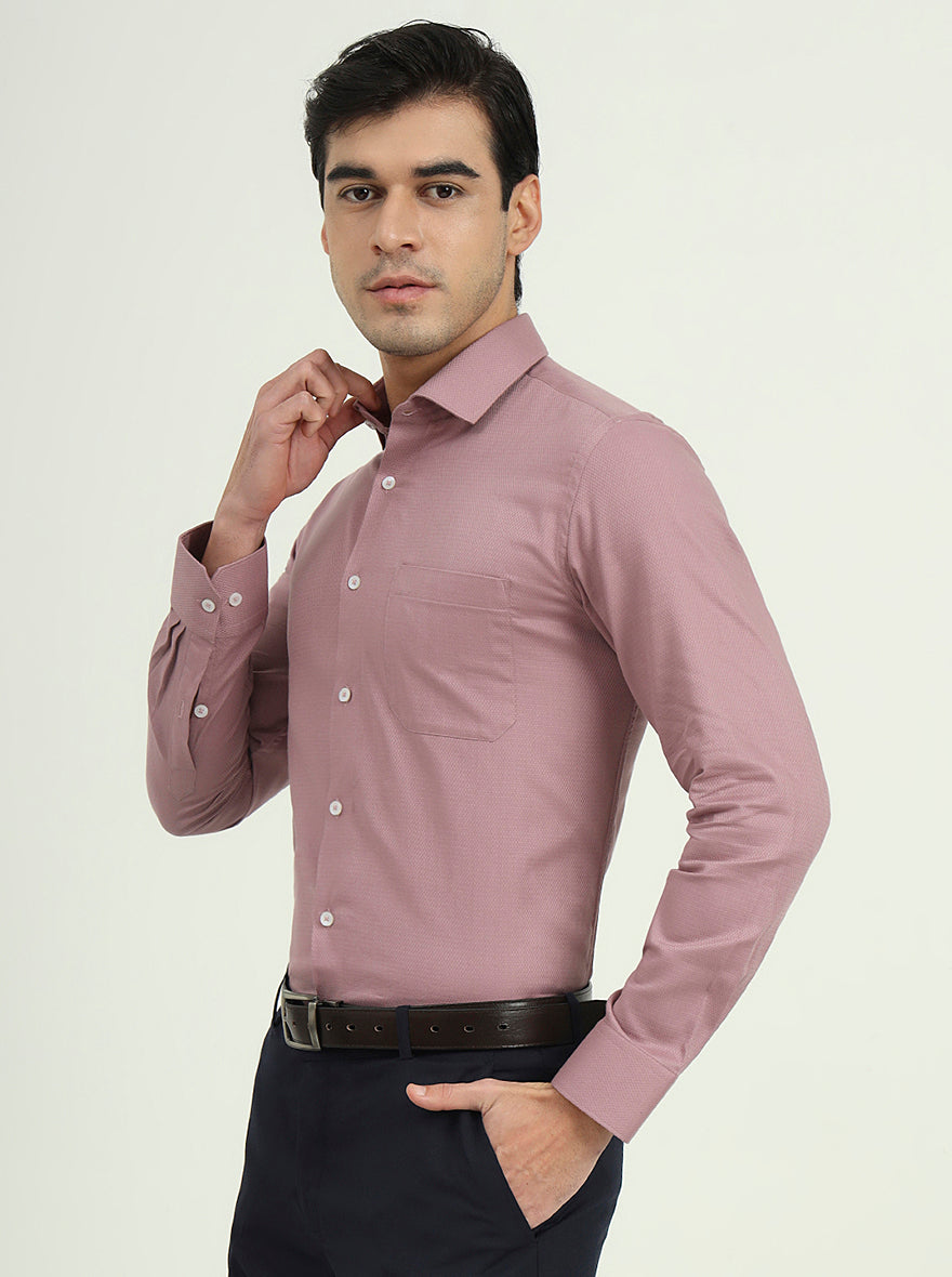 Dusty Pink Solid Slim Fit Formal Shirt | Greenfibre