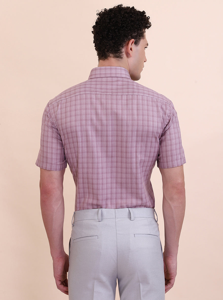 Carrot Pink Checked Regular Fit Formal Shirt | Greenfibre