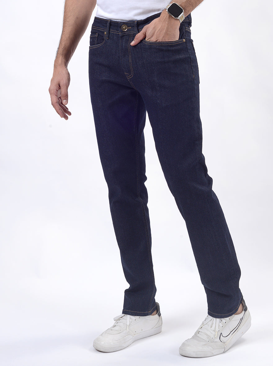 Raw Blue Washed Straight Fit Jeans | JadeBlue
