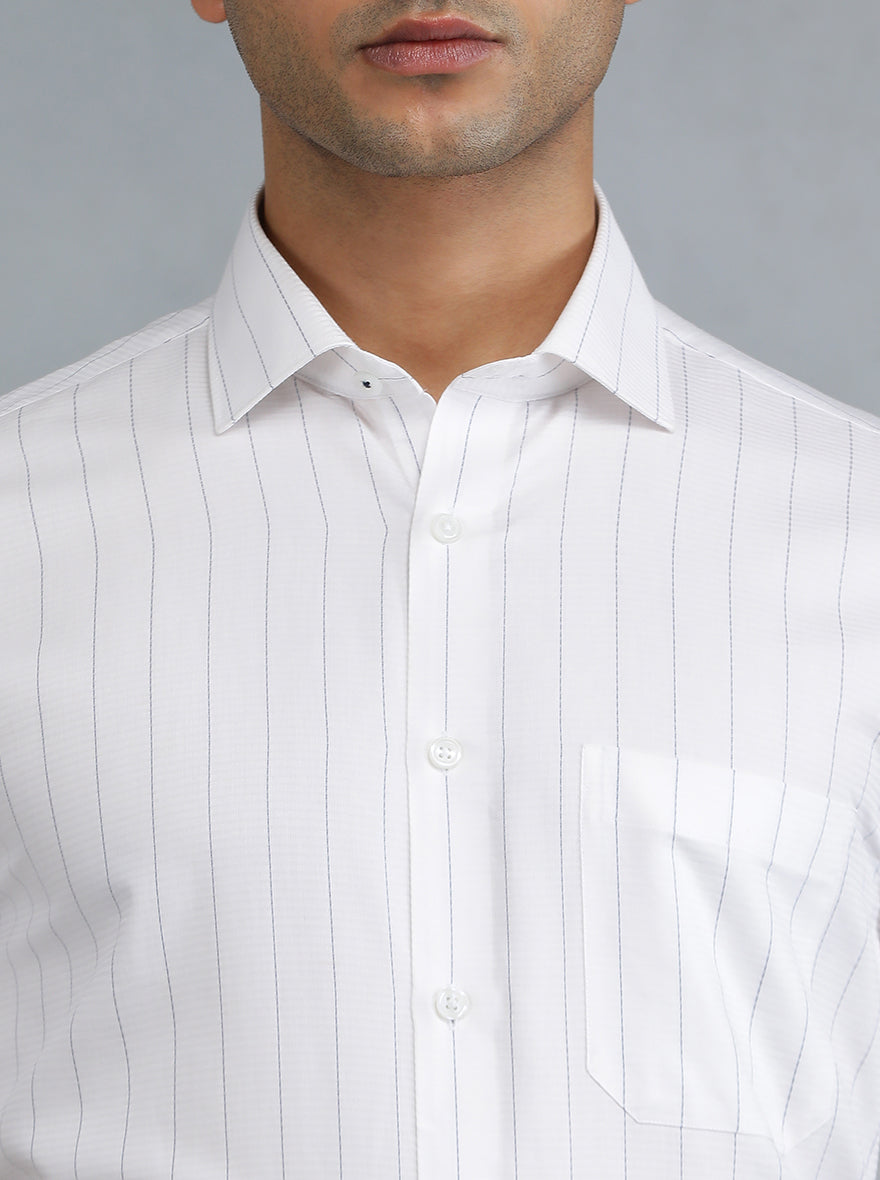 White Striped Regular Fit Formal Shirt | Greenfibre