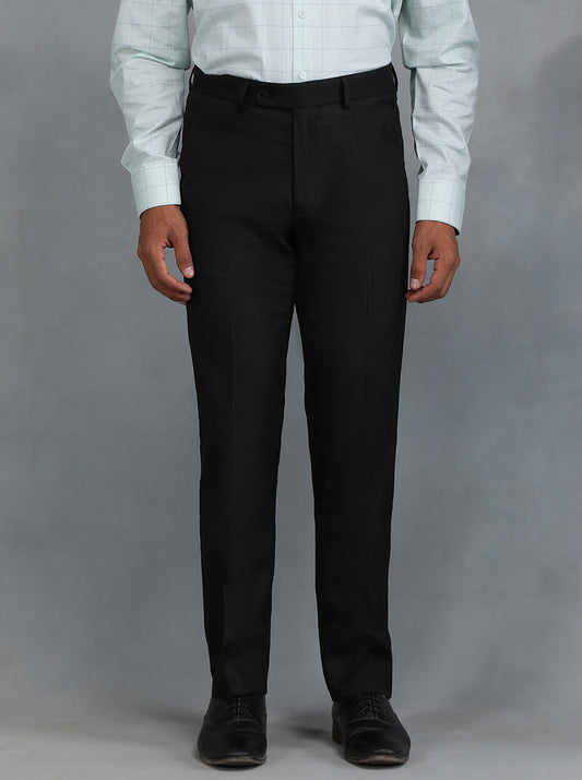 Black Solid Slim Fit Formal Trouser | Greenfibre