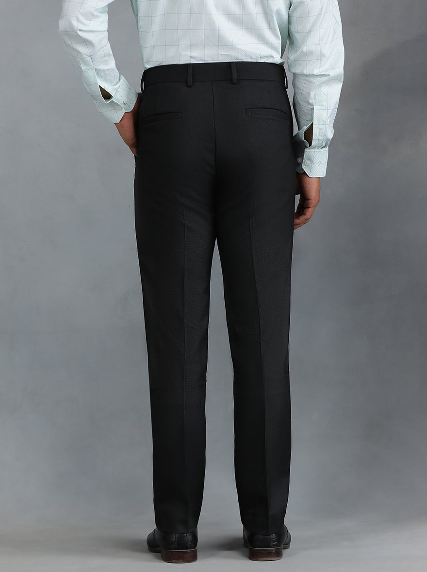Black Solid Slim Fit Formal Trouser | Greenfibre