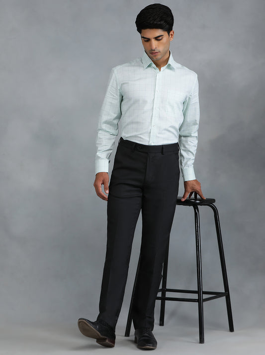 Black Solid Slim Fit Formal Trouser | Greenfibre
