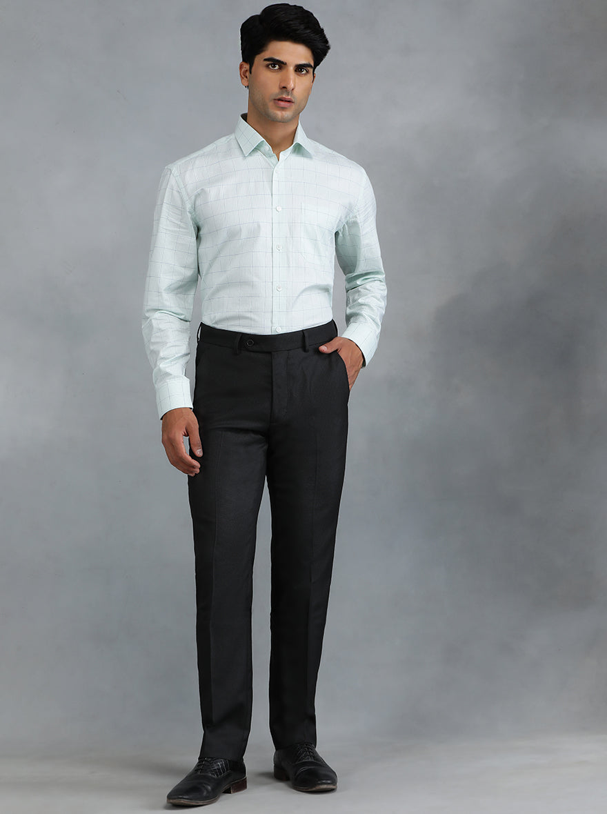 Black Solid Slim Fit Formal Trouser | Greenfibre