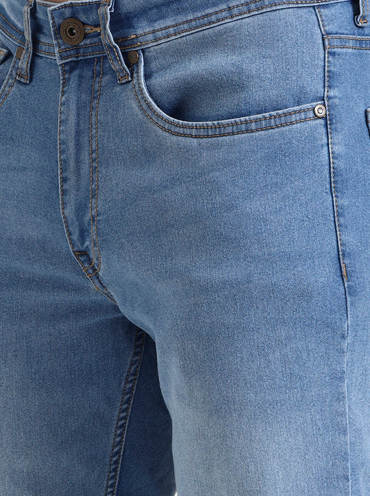 Light Blue Washed Straight Fit Jeans | Greenfibre