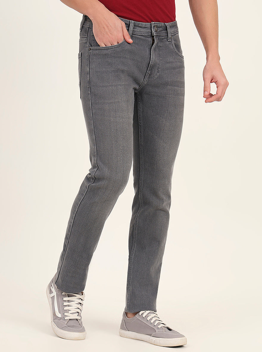 Mid Grey Washed Slim Fit Jeans | Greenfibre