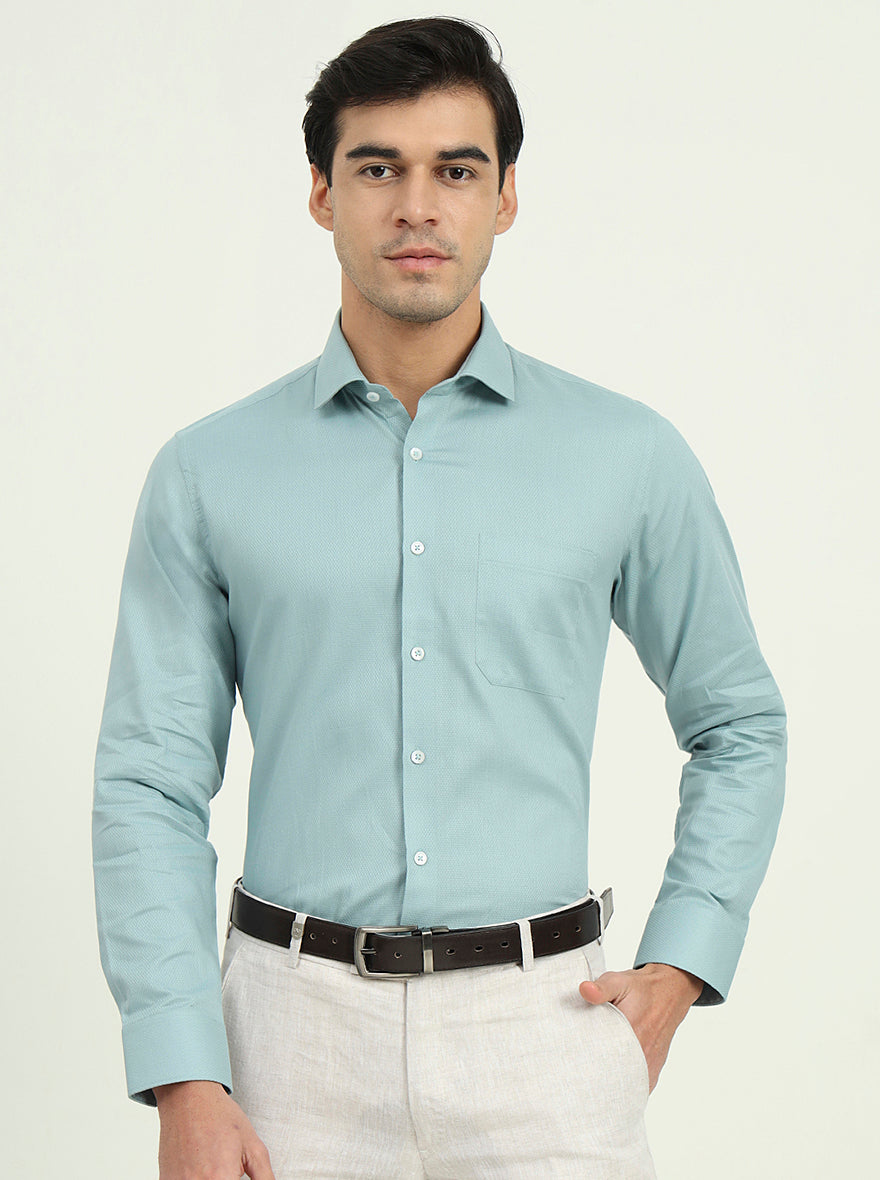 Pista Green Solid Slim Fit Formal Shirt | Greenfibre