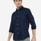 Navy Blue Printed Smart Fit Semi Casual Shirt | Greenfibre