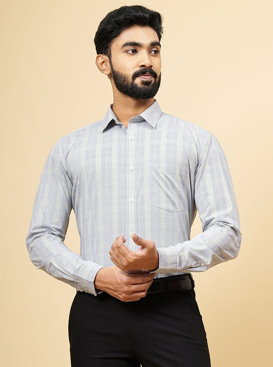 Grey Checked Smart Fit Semi Casual Shirt | Greenfibre