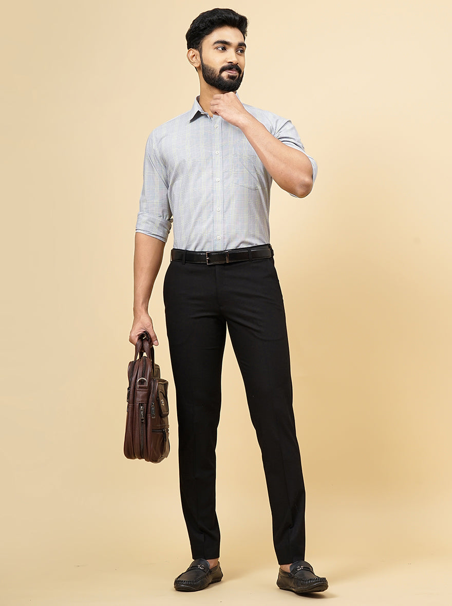 Grey Checked Smart Fit Semi Casual Shirt | Greenfibre