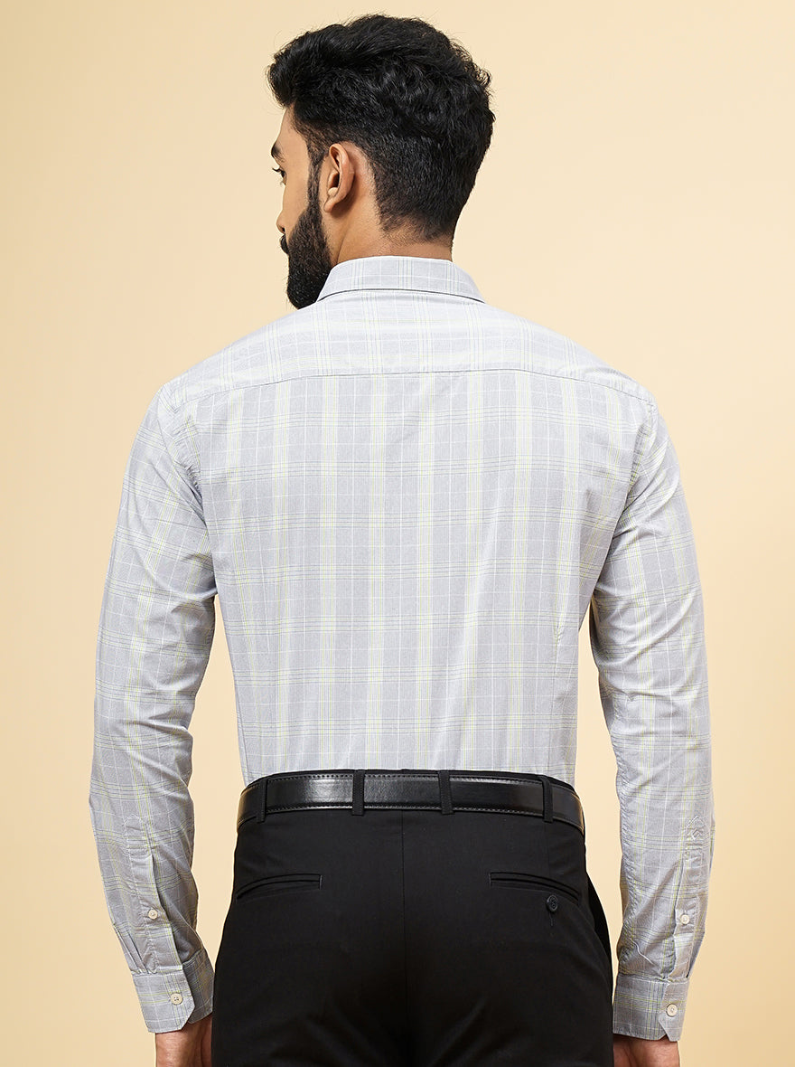 Grey Checked Smart Fit Semi Casual Shirt | Greenfibre
