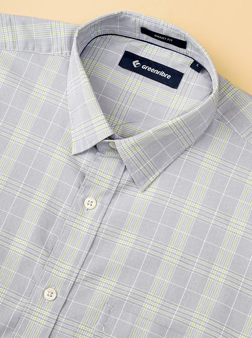 Grey Checked Smart Fit Semi Casual Shirt | Greenfibre