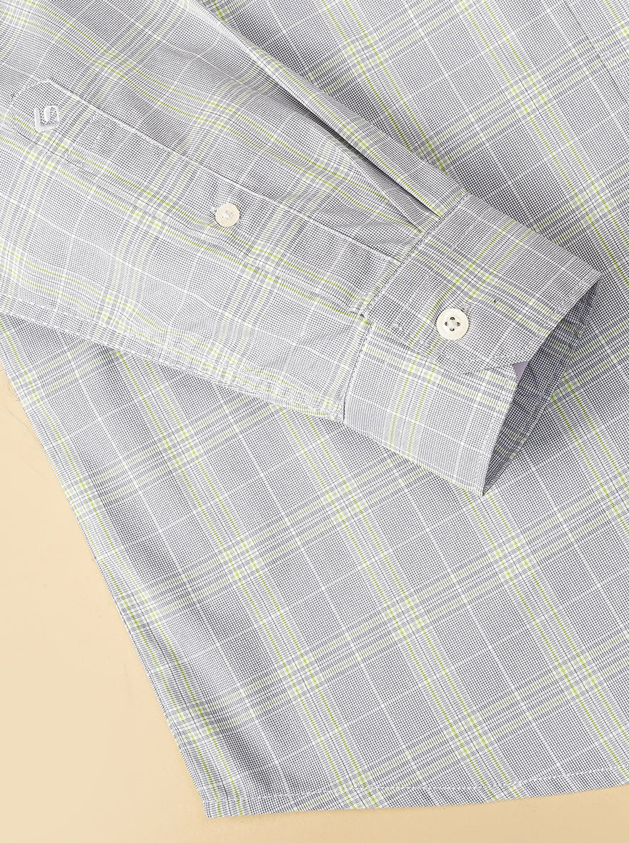 Grey Checked Smart Fit Semi Casual Shirt | Greenfibre
