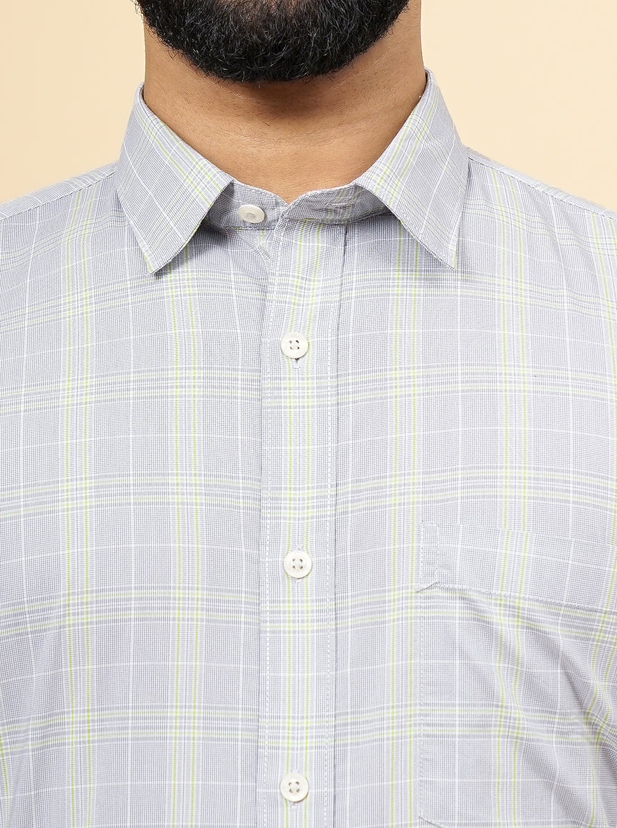 Grey Checked Smart Fit Semi Casual Shirt | Greenfibre