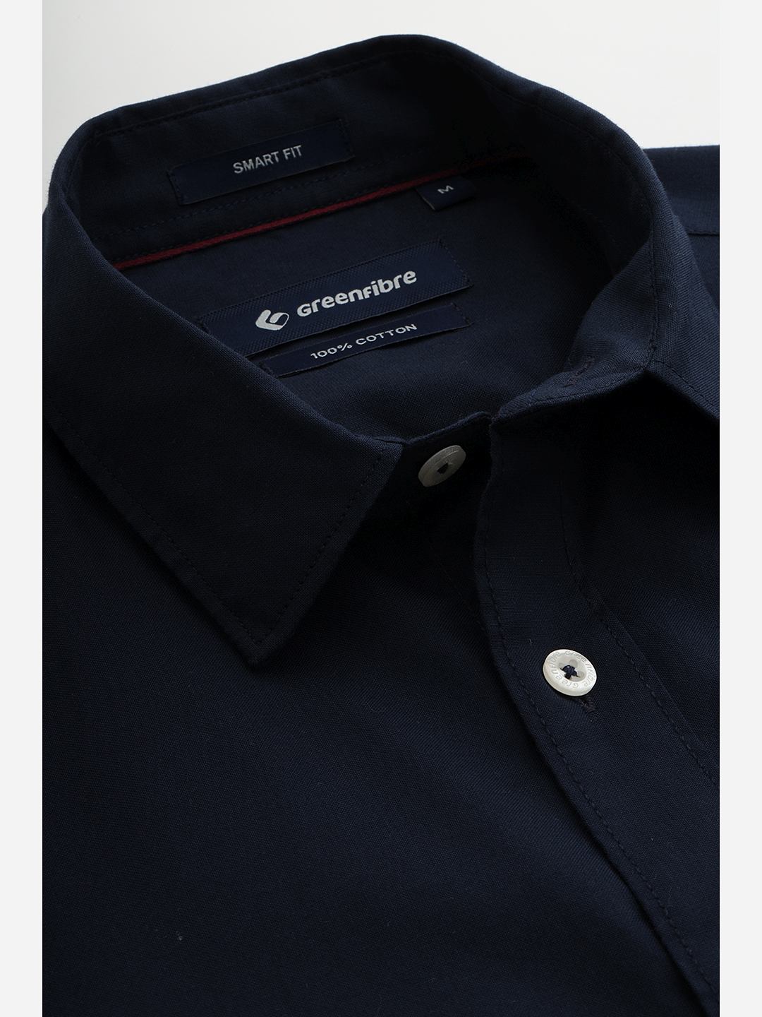 Navy Blue Solid Smart Fit Semi Casual Shirt | Greenfibre