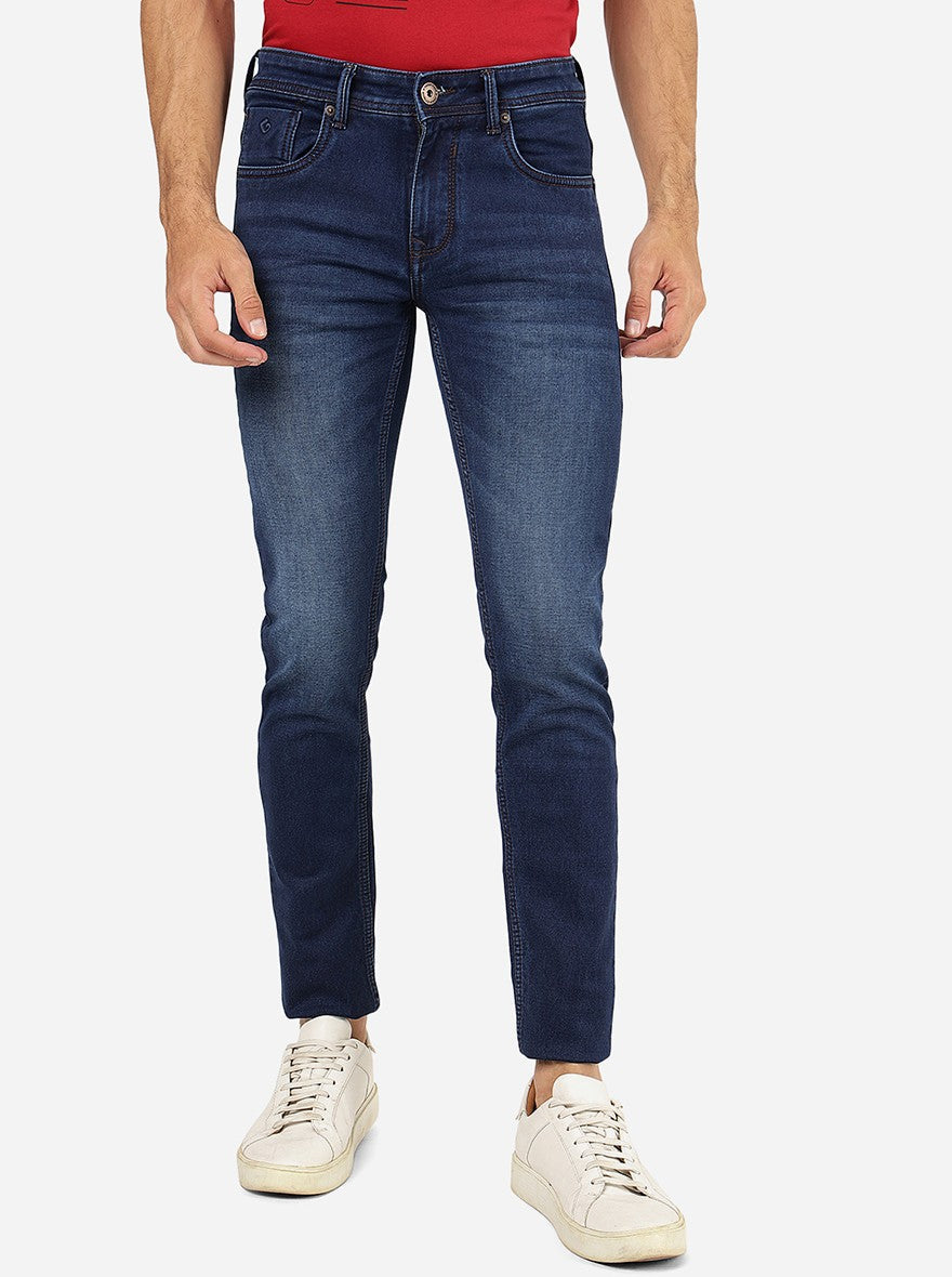 Mid Blue Washed Narrow Fit Jeans | Greenfibre