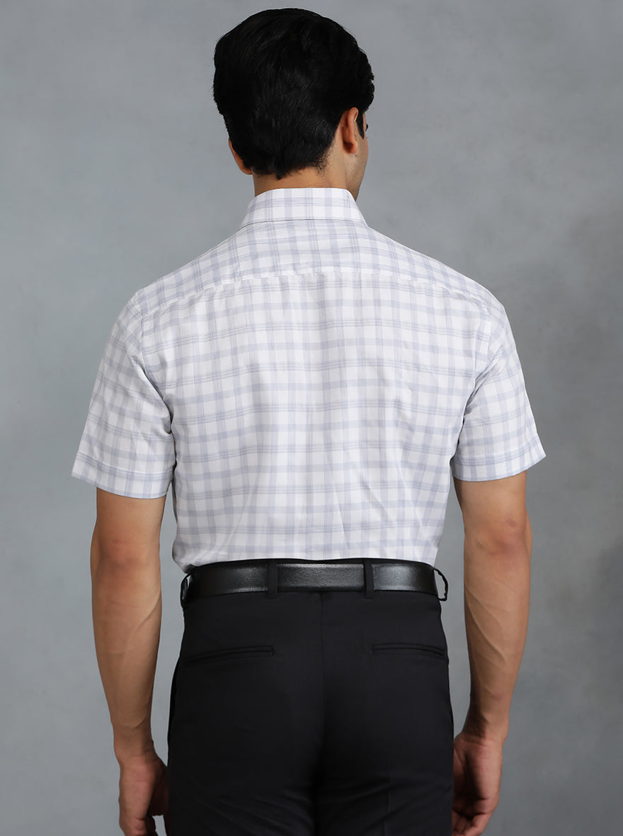 Grey Checked Regular Fit Formal Shirt | Greenfibre