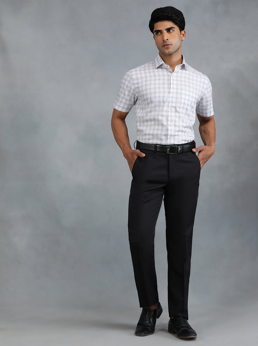 Grey Checked Regular Fit Formal Shirt | Greenfibre