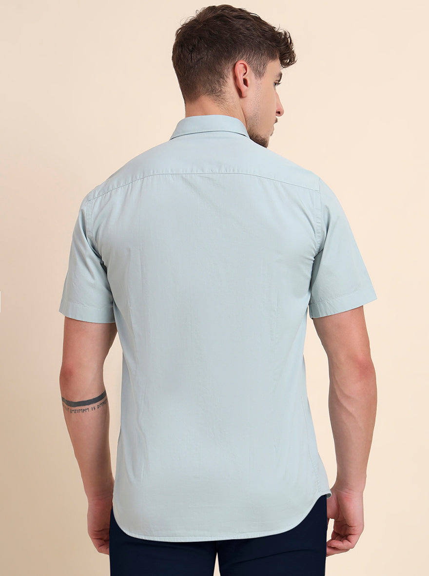 Mint Green Solid Smart Fit Semi Casual Shirt | Greenfibre