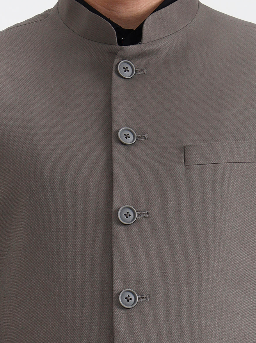 Grey Solid Regular Fit Waistcoat | Greenfibre
