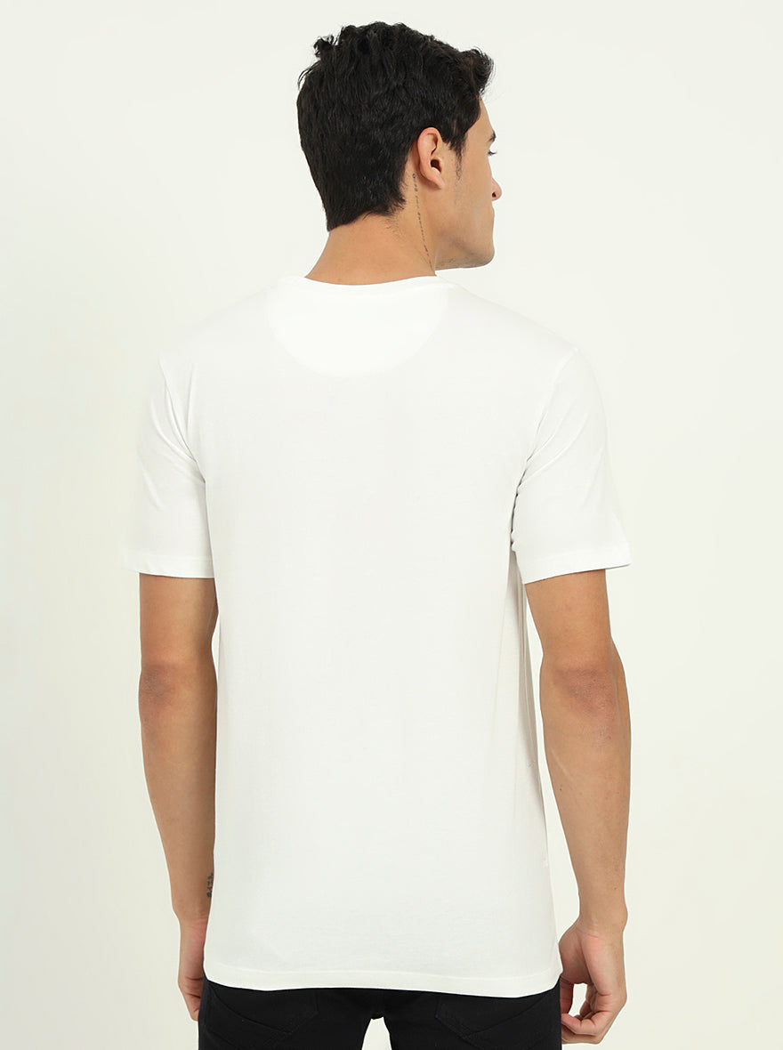 White Printed Slim Fit T-Shirt | Greenfibre