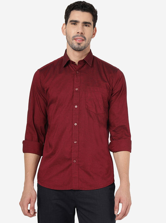 Maroon Solid Smart Fit Semi Casual Shirt | Greenfibre