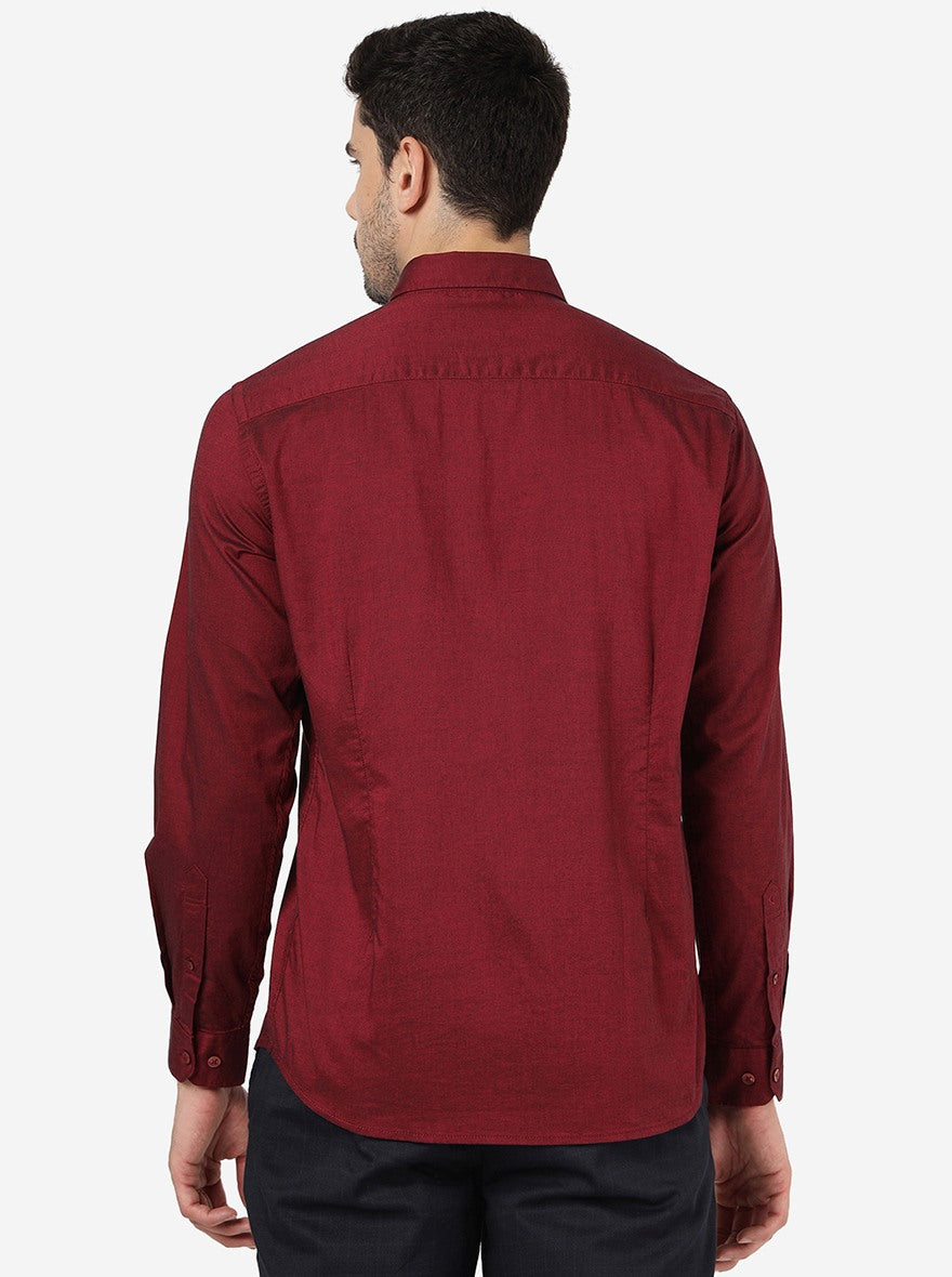 Maroon Solid Smart Fit Semi Casual Shirt | Greenfibre