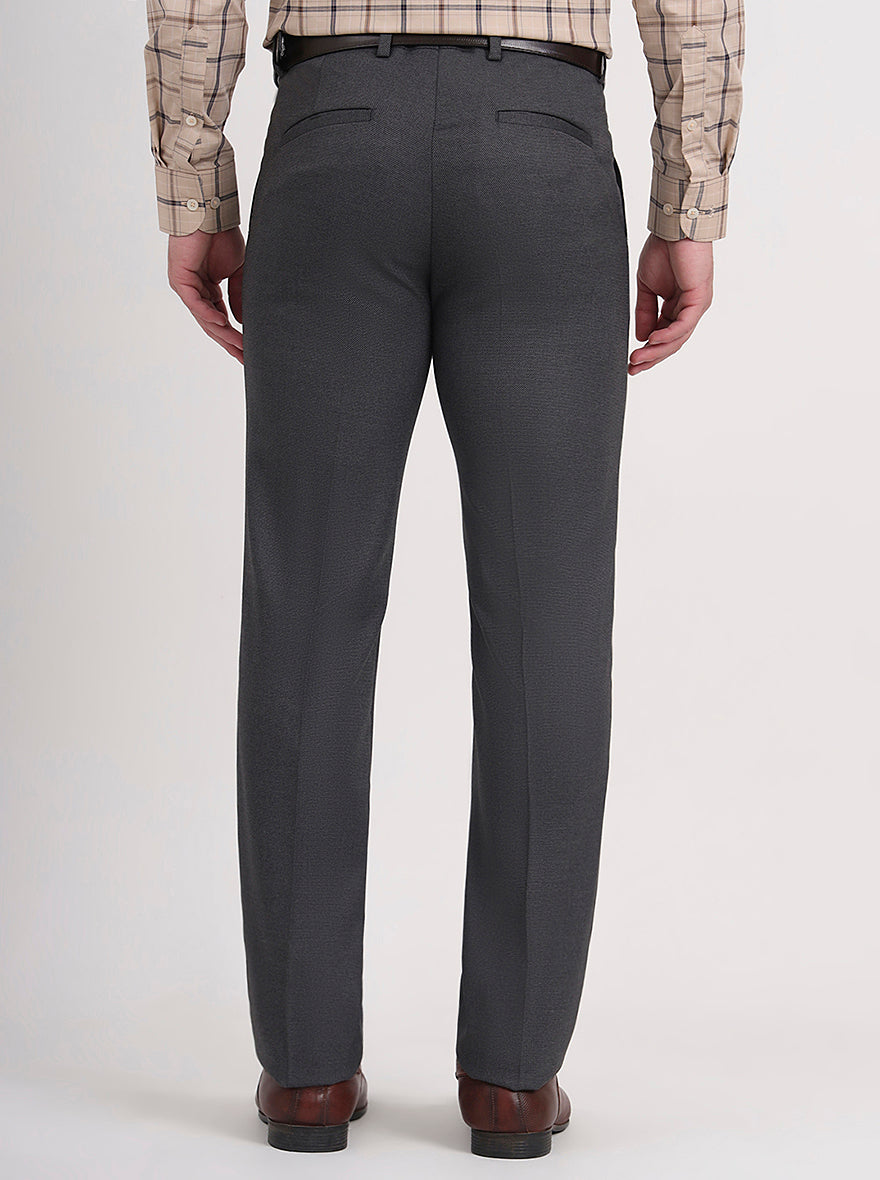 Grey Solid Slim Fit Formal Trouser | Greenfibre