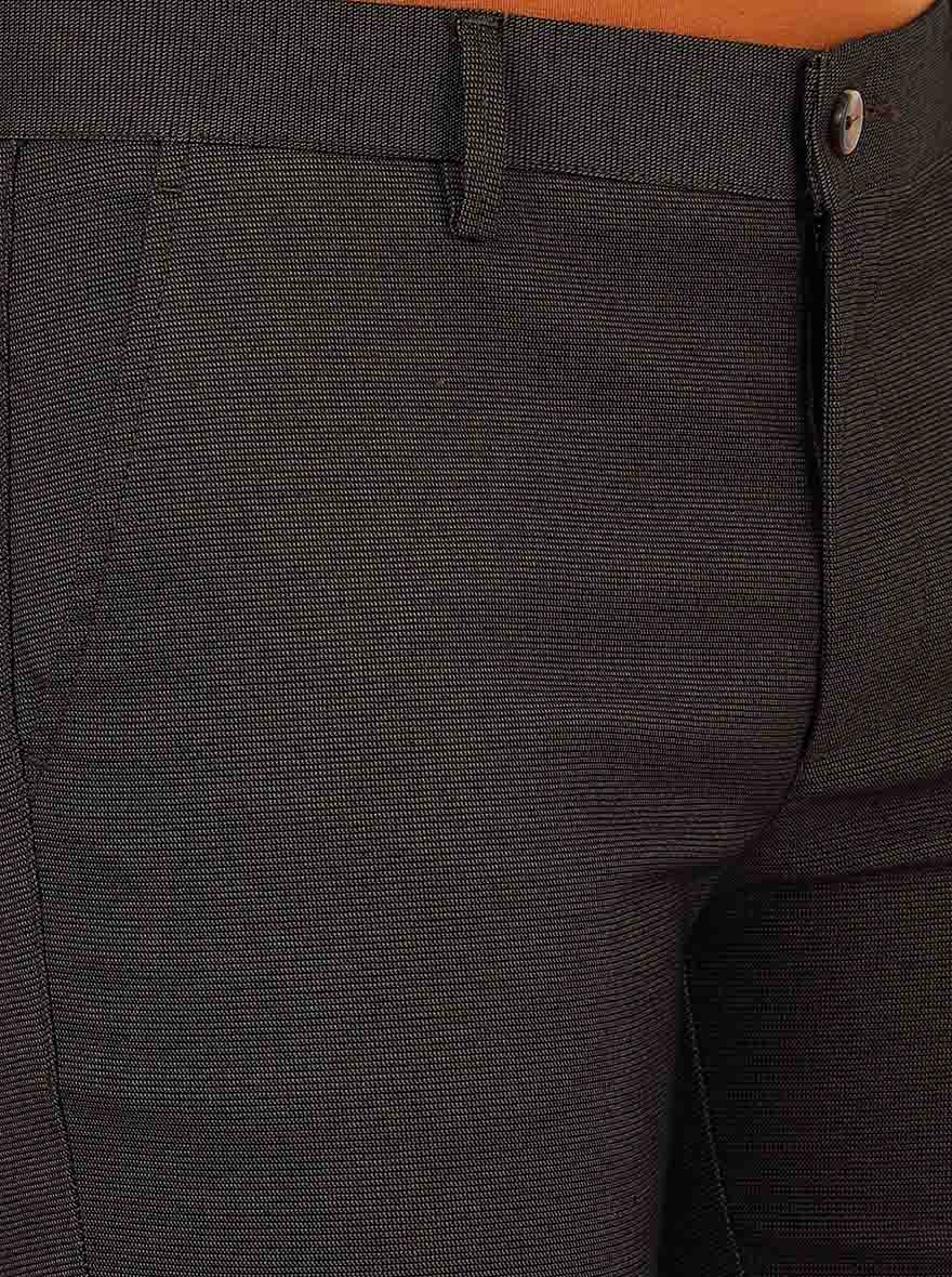 Dark Brown Solid Super Slim Fit Casual Trouser | Greenfibre