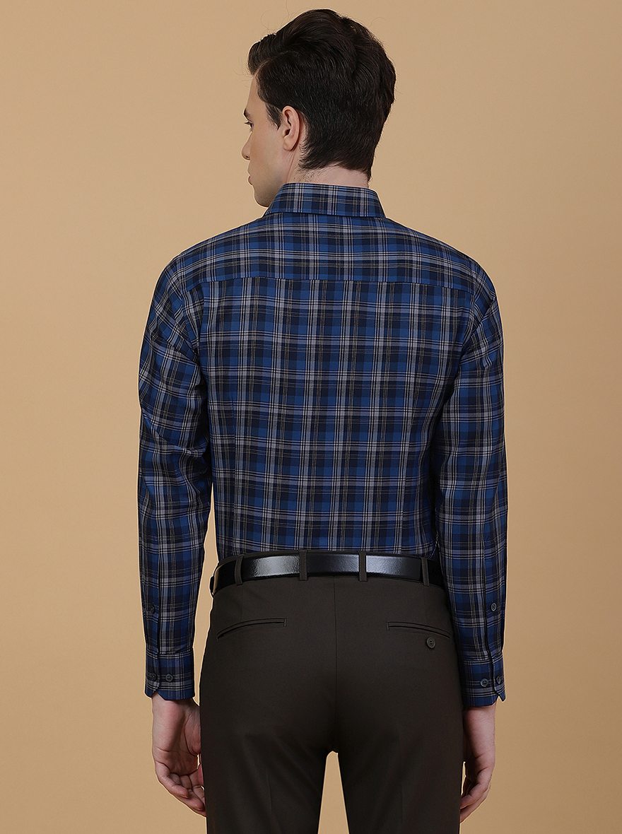 Blue Checked Slim Fit Formal Shirt | Greenfibre