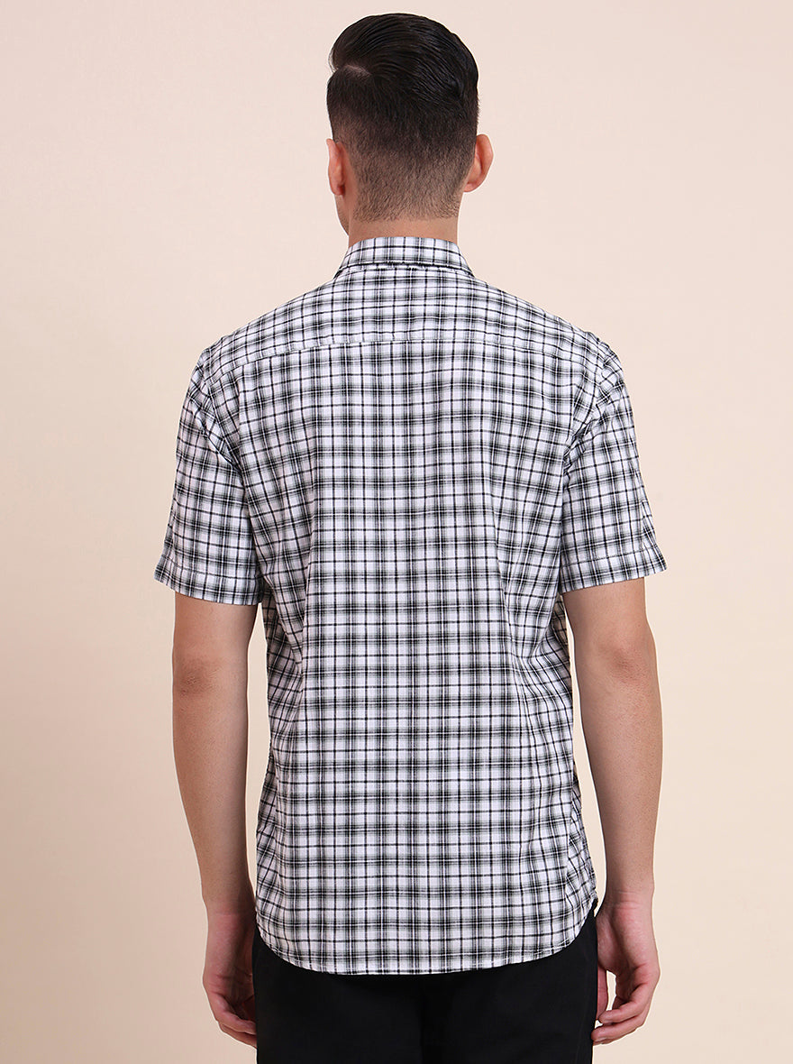 White Checked Smart Fit Semi Casual Shirt | Greenfibre