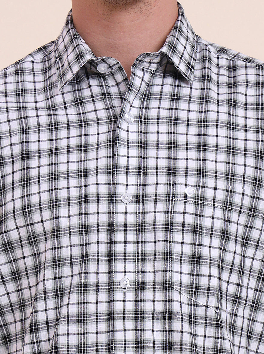 White Checked Smart Fit Semi Casual Shirt | Greenfibre