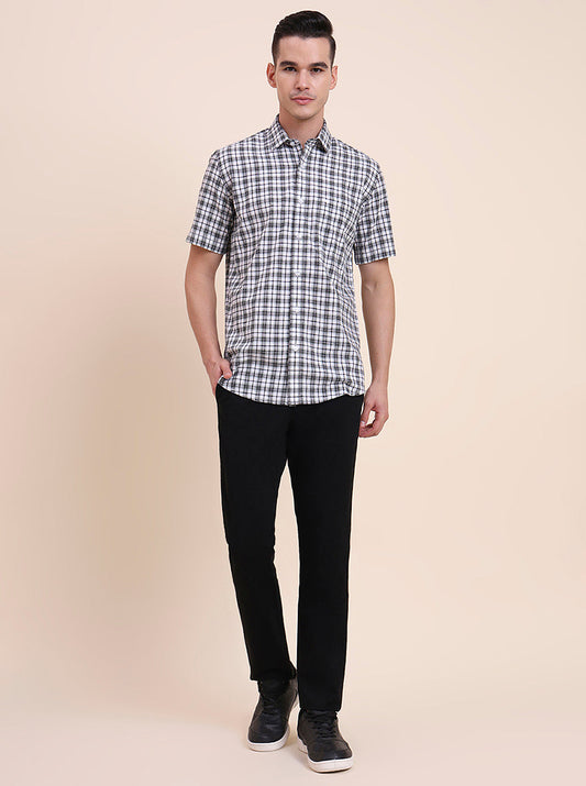 White Checked Smart Fit Semi Casual Shirt | Greenfibre