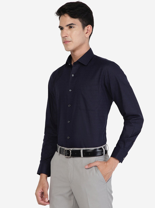 Navy Blue Solid Slim fit Party Wear Shirt | Greenfibre