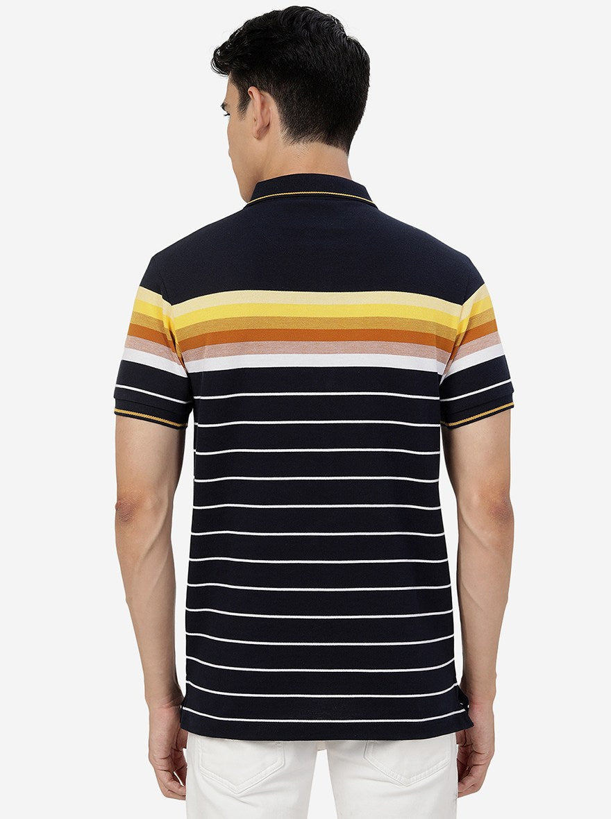 Multicolor Striped Slim Fit Polo T-Shirt | Greenfibre