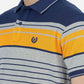 Navy & Grey Striped Slim Fit Polo T-Shirt | Greenfibre
