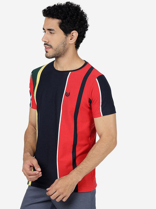 Multicolor Striped Slim Fit T-Shirt | Greenfibre