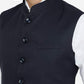 Navy Blue Solid Regular Fit Bandhgala Jacket | Greenfibre
