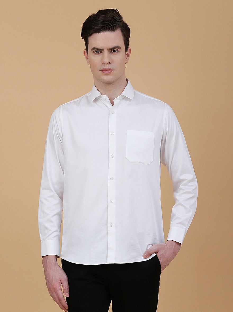 White Solid Slim Fit Party Wear Shirt | Greenfibre