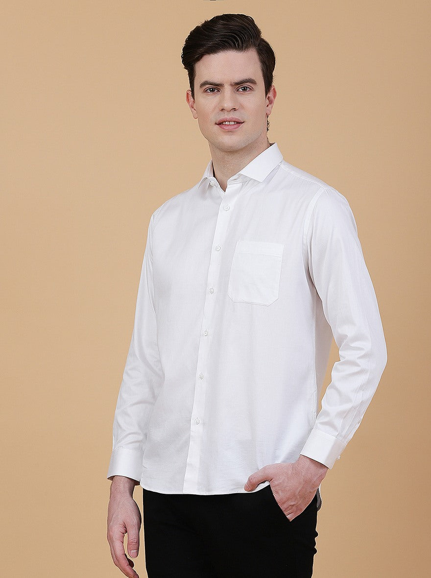 White Solid Slim Fit Party Wear Shirt | Greenfibre