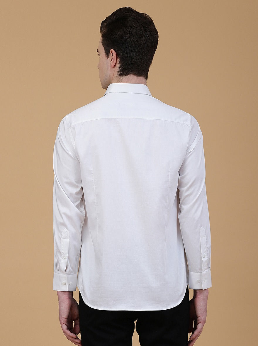 White Solid Slim Fit Party Wear Shirt | Greenfibre