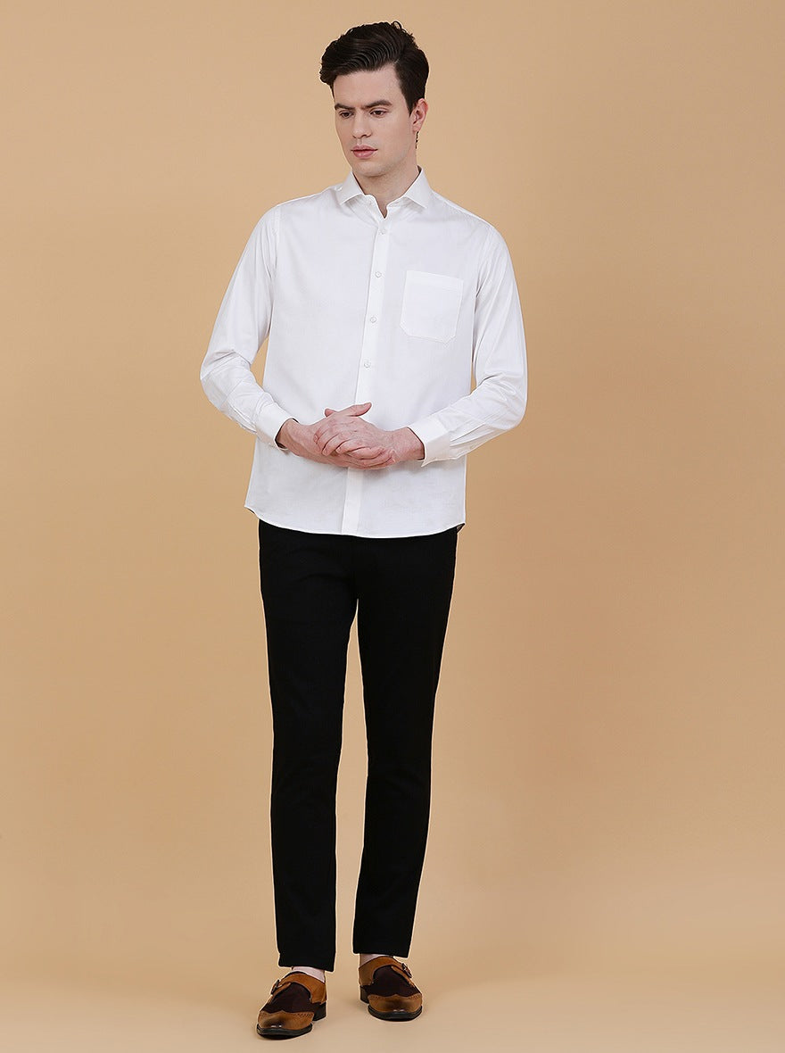 White Solid Slim Fit Party Wear Shirt | Greenfibre