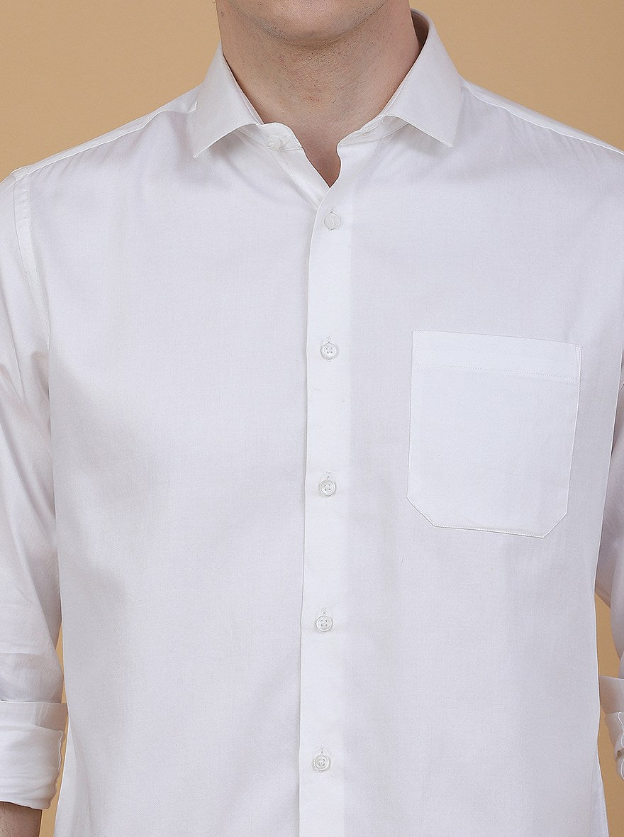 White Solid Slim Fit Party Wear Shirt | Greenfibre