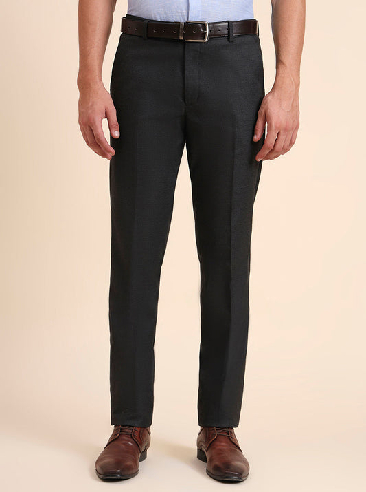 Grey Solid Slim Fit Formal Trouser | GreenFiber