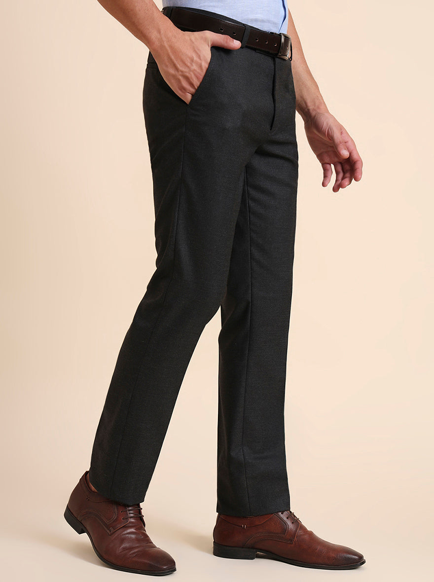 Grey Solid Slim Fit Formal Trouser | GreenFiber